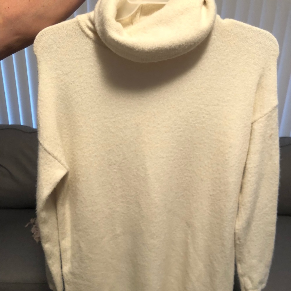 Cream Sweater turtleneck dress